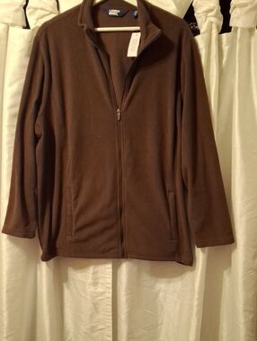 Lands' End Chocolate Brown Zip-Up Fleece Jacket